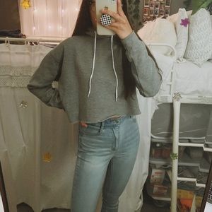 cropped grey hoodie